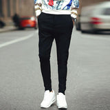 String Black Casual Long Pants