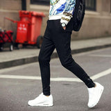 String Black Casual Long Pants