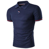 Polo Neck Short Sleeve Black Men T-Shirt