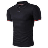 Polo Neck Short Sleeve Black Men T-Shirt