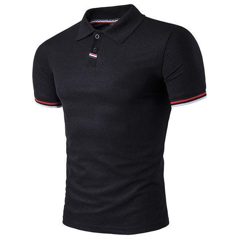 Polo Neck Short Sleeve Black Men T-Shirt