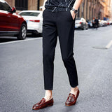 Solid Color Pockets Tapered Pants