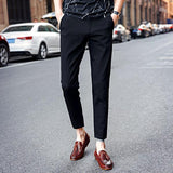 Solid Color Pockets Tapered Pants