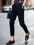 Casual Style Black Ninth Pants for Men