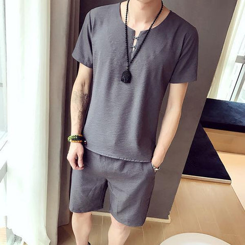 Solid Color Short Sleeve Men Suits