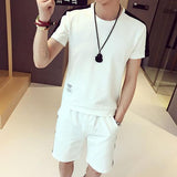 Contrast Color Short Sleeve Jogging Suits