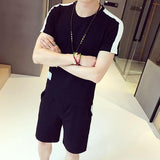 Contrast Color Short Sleeve Jogging Suits