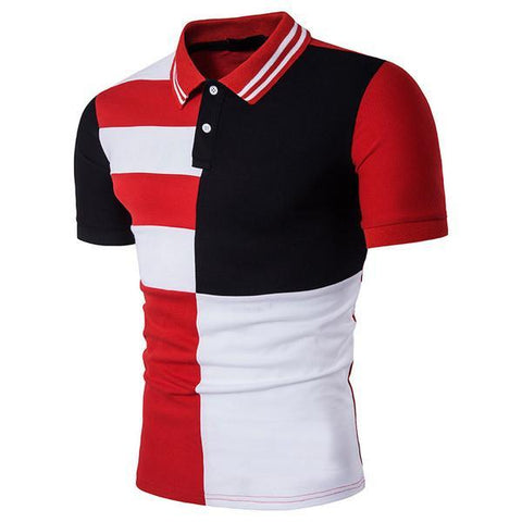 Fashion Stripe Plaid Patchwork ButtonT-Shirts