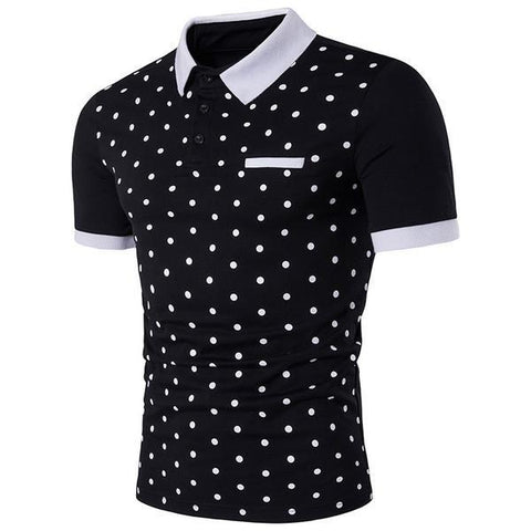 Polka Dots Contrast Sleeve Golf Shirt