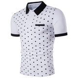 Polka Dots Contrast Sleeve Golf Shirt