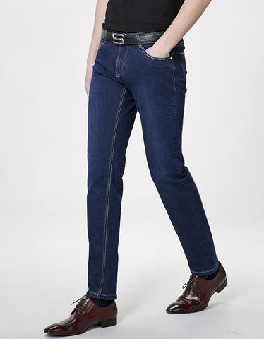 Solid Chic Straight Business Pocket Denim Men Pants