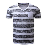Fashion Stripe V Neck Man T-shirt Design