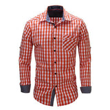 Classical Look Long Sleeve Plaid Pocket Shirt