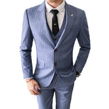 Red Stripe Two Buttons Long Sleeve Man Suits Three Pieces