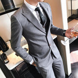 Red Stripe Two Buttons Long Sleeve Man Suits Three Pieces