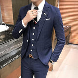 Chic Plaid Lapel One Button Three Pieces Men Suits