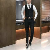 Solid Metal decoration Double-Breasted Three Pieces Men Suits