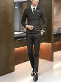 Solid Metal decoration Double-Breasted Three Pieces Men Suits