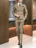 Solid Metal decoration Double-Breasted Three Pieces Men Suits