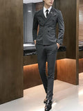Solid Metal decoration Double-Breasted Three Pieces Men Suits