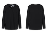 Solid V Neck Long Sleeve Men T-Shirts