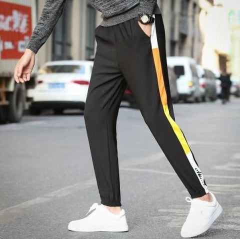 Black Embroidery Girded Sport Harem Pants