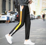 Black Embroidery Girded Sport Harem Pants
