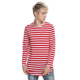 Fashion Stripe Asymmetrical Crew Neck Men Tee