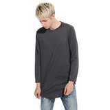 Euro Street Solid Crew Neck Zipper Men Tee