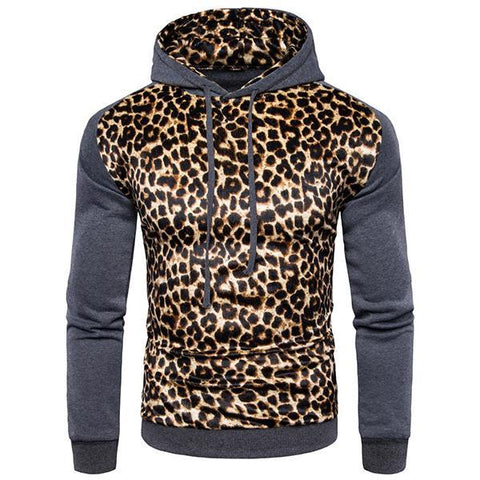 Chic Leopard Printed Easy Match Men Hoodies