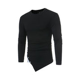 Casual Easy Match Solid Asymmetrical Crew Neck Tee
