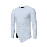 Casual Easy Match Solid Asymmetrical Crew Neck Tee