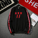 Printed Ribbon Decoration Loose Men Hoodies