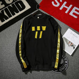 Printed Ribbon Decoration Loose Men Hoodies