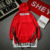 Fashion Hooded Letter Printed Asymmetrical Men Hoodies