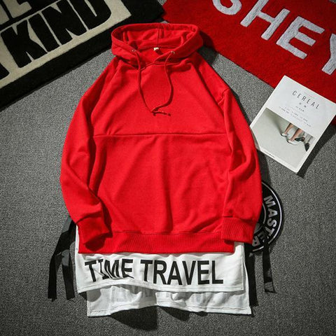 Fashion Hooded Letter Printed Asymmetrical Men Hoodies