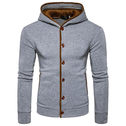 Stylish Hooded Fitted Single Breasted Men Hoodies