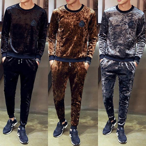Fashion Solid Long Sleeve Long Pant Men Suit