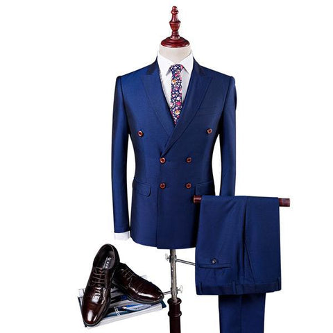 Double Breasted Fitted Business Men Suit