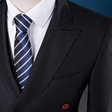 Double Breasted Solid Fitted Men Suit