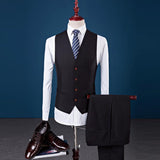 Double Breasted Solid Fitted Men Suit