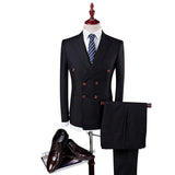 Double Breasted Solid Fitted Men Suit