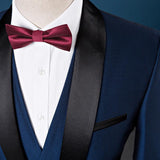 Contrast Color Patch One Button 3Pcs Men Suit