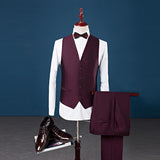 Long Sleeve Contrast Color Fitted Men Suit