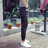 Fashion Hole Mid Waist Fitted Black Men Jeans