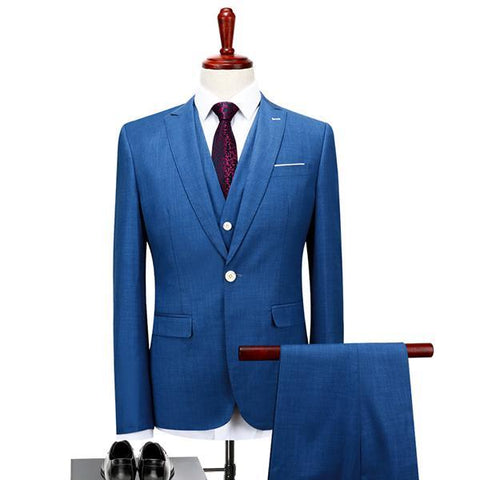 Chic One Button Solid Fitted For Wedding Men Suit