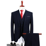 Stylish Fitted Tailoring Simple Design 3Pcs Men Suit