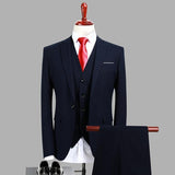 Stylish Fitted Tailoring Simple Design 3Pcs Men Suit