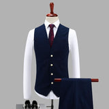 Solid Fitted One Button Deep Blue Suit