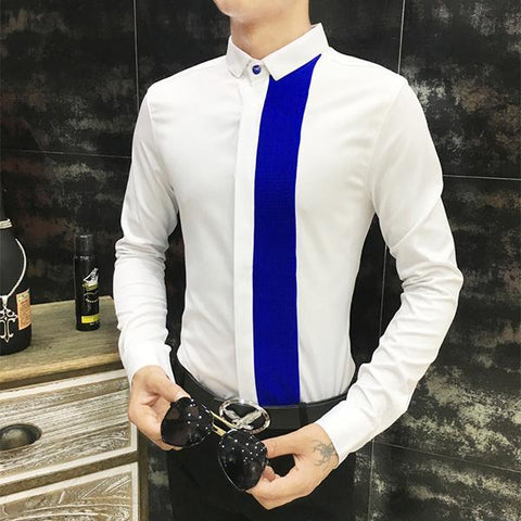 Autumn Color Match Lapel Long Sleeve Shirt